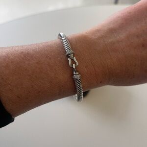 David Yurman Buckle Classic Cable Bracelet, sterling silver with diamonds